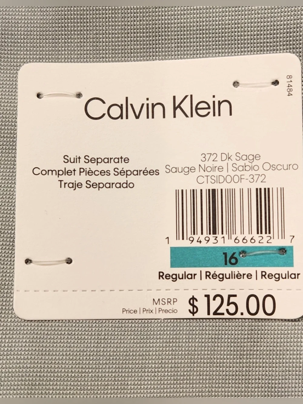 NWT‎ Calvin Klein Boys Light Sage Green Blazer Suit Jacket Wedding Formal Preppy